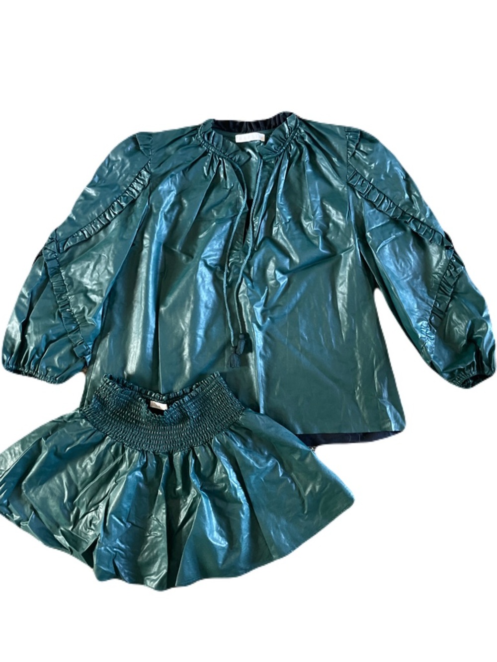 Karlie Jewel Tone Vegan Leather Matching Set - Emerald Green - M